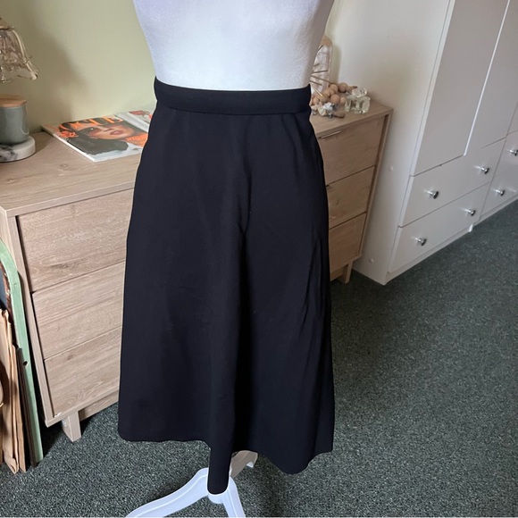 Black Modest High-Waist Stretch Basic Casual A-Line Knee-Length Midi Skirt sz XL - Picture 9 of 16